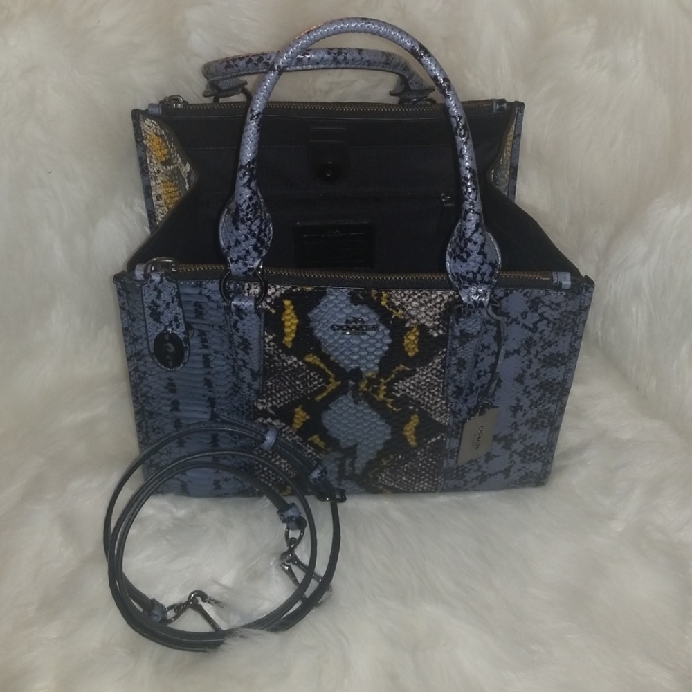 Coach Blue & Yellow Python Handbag